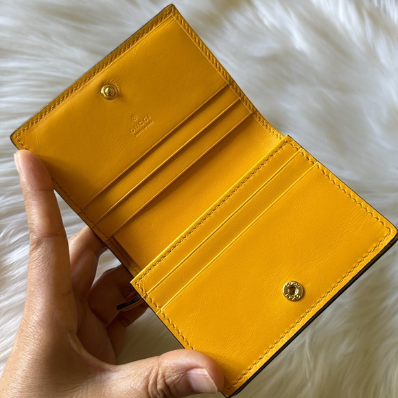 GUCCI GG Supreme Monogram Bosco Patch Card Case Wallet Beige Green - Picture 12 of 17